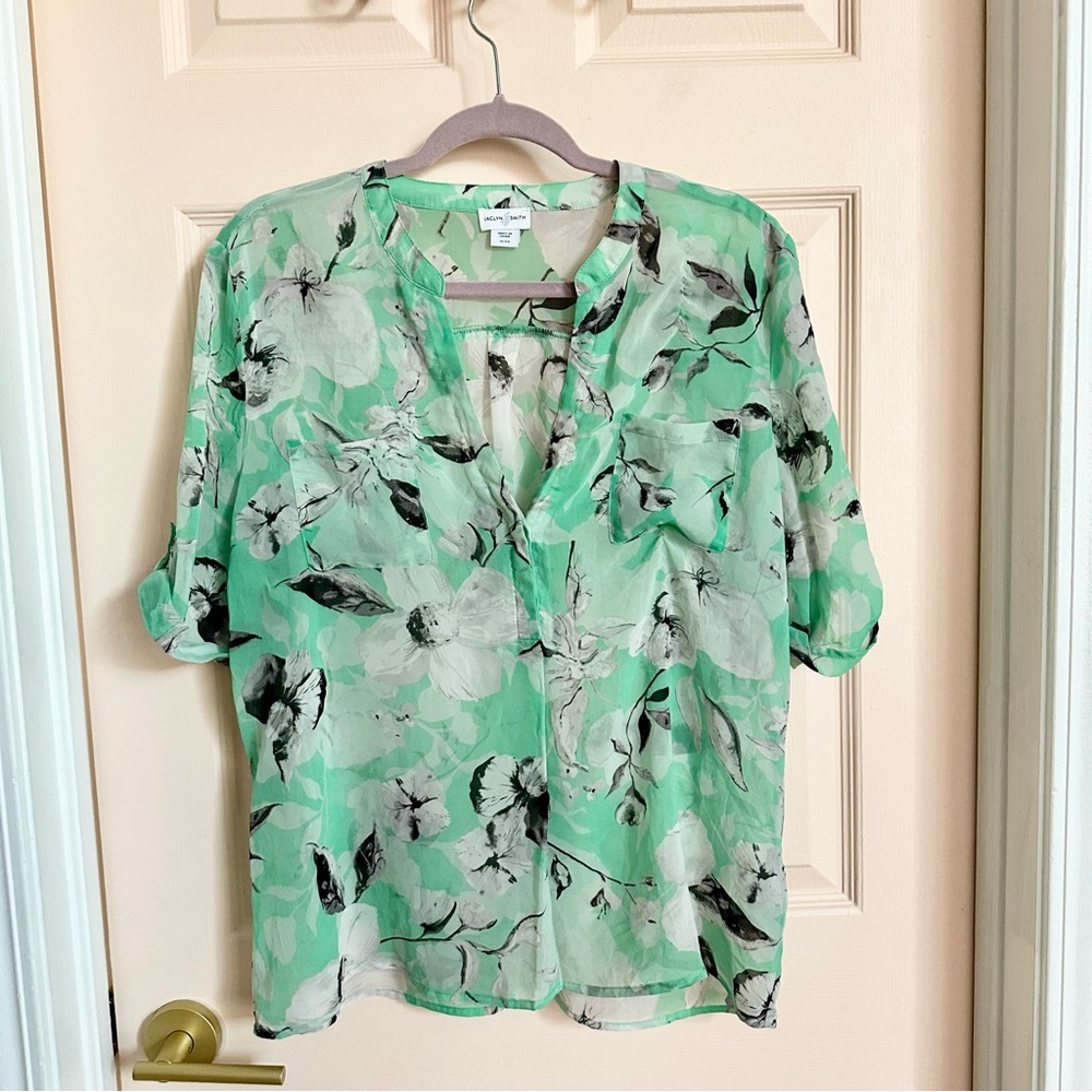 Green semi sheer Jaclyn smith top
